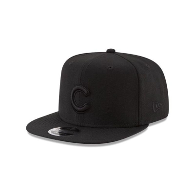 Black Chicago Cubs Hat - New Era MLB Black On Black High Crown 9FIFTY Snapback Caps USA9164035